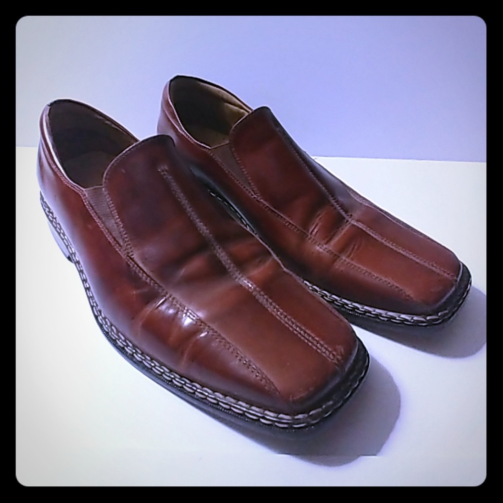 Stacy Adams Brown Leather Slip-On Loafers